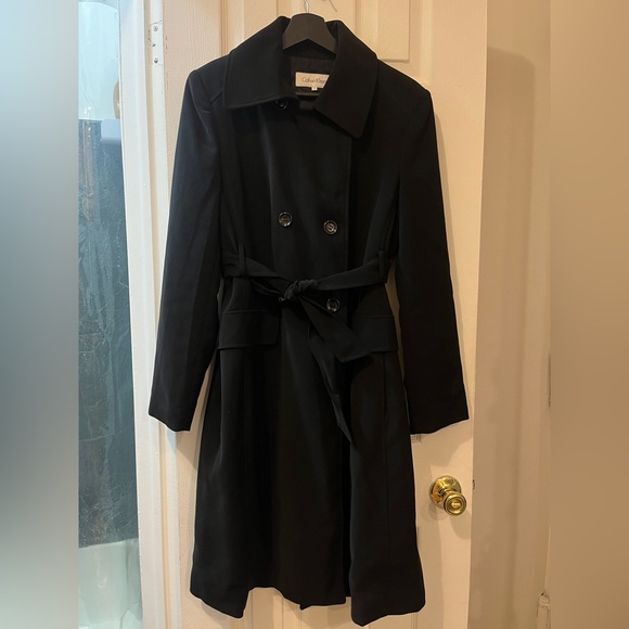 Calvin Klein Classic Black Trench Coat - Picture 1 of 9